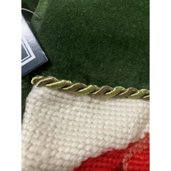 4 New With Tags, Wool and Velvet Needlepoint Christmas Stockings Old World Santa - Picture 8 of 16